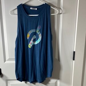 Peloton Blue Tank with Multicolor Logo